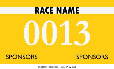 Yellow colored marathon number bib isolated on white.