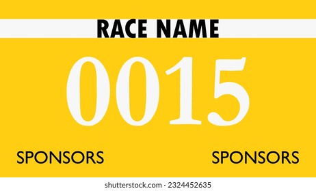 Yellow colored marathon number bib isolated on white.