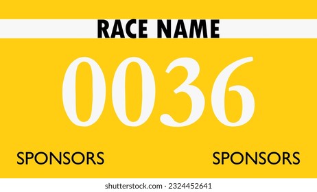 Yellow colored marathon number bib isolated on white.