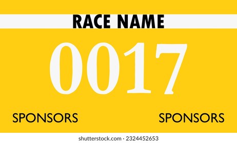 Yellow colored marathon number bib isolated on white.