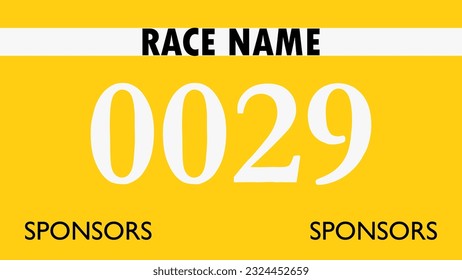 Yellow colored marathon number bib isolated on white.