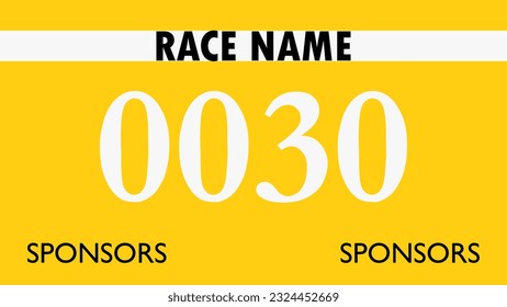 Yellow colored marathon number bib isolated on white.