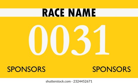 Yellow colored marathon number bib isolated on white.