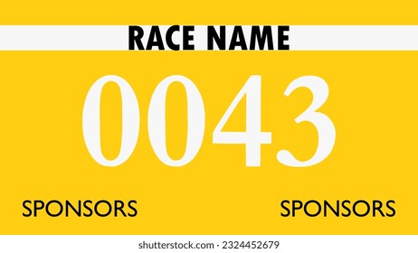Yellow colored marathon number bib isolated on white.