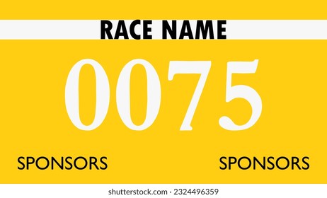 Yellow colored marathon number bib isolated on white.
