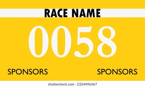 Yellow colored marathon number bib isolated on white.