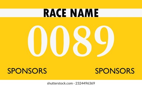 Yellow colored marathon number bib isolated on white.