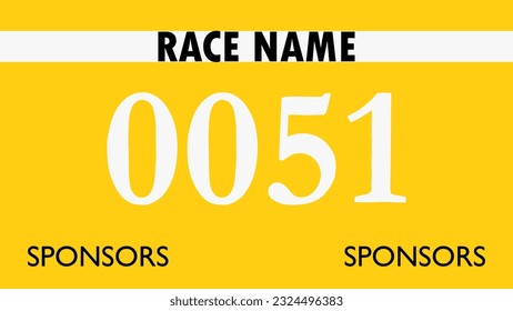 Yellow colored marathon number bib isolated on white.