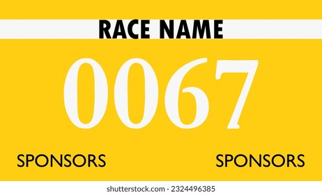 Yellow colored marathon number bib isolated on white.