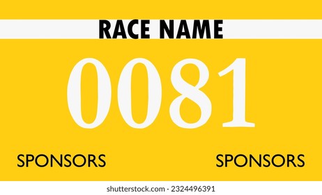 Yellow colored marathon number bib isolated on white.