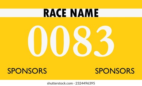 Yellow colored marathon number bib isolated on white.
