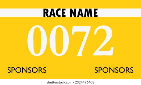 Yellow colored marathon number bib isolated on white.