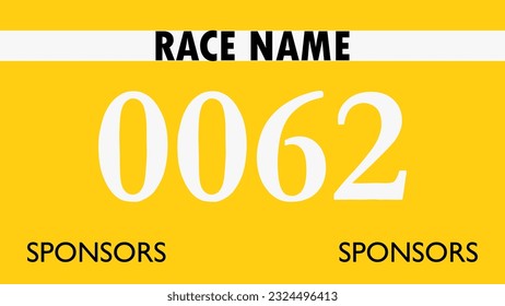 Yellow colored marathon number bib isolated on white.