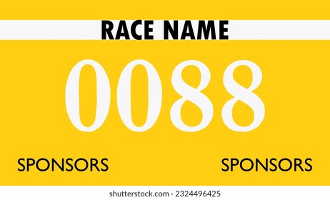 Yellow colored marathon number bib isolated on white.