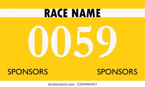 Yellow colored marathon number bib isolated on white.