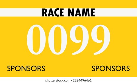 Yellow colored marathon number bib isolated on white.