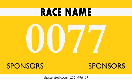 Yellow colored marathon number bib isolated on white.