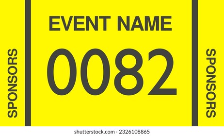 Yellow colored marathon number bib isolated on white.