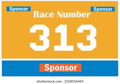Yellow colored marathon number bib isolated on white.