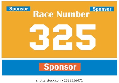 Yellow colored marathon number bib isolated on white.