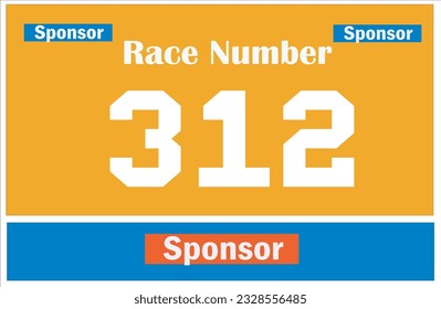 Yellow colored marathon number bib isolated on white.