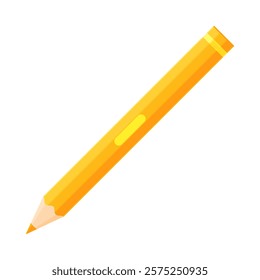 Yellow colored pencil sharpened with a sleek design. School supplies, stationery, drawing, sketching, writing tool concept. Flat vector illustration isolated on white background with copy space