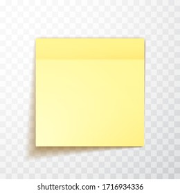 Yellow colored sheet of note papers with shadow, ready for your message. Realistic. Vector illustration.