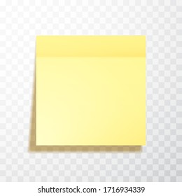 Yellow colored sheet of note papers with shadow, ready for your message. Realistic. Vector illustration.