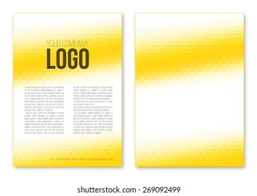 Yellow colored triangle abstract template poster, brochure or flyer on white