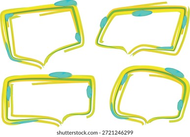Conjunto de burbujas de discurso de diseño único creativo colorido amarillo