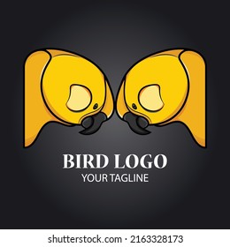 Yellow Colorful Face to FAce Bird Detaited Logo Vector with Black and White Background
