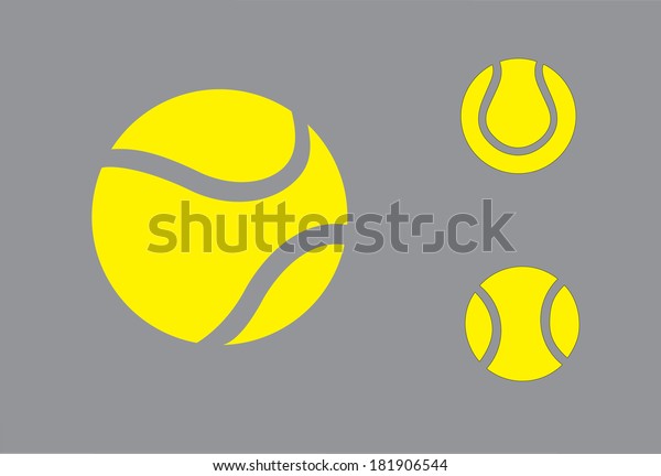 yellow colorful\
Tennis balls symbol icon set concept design. three different\
realistic yellow colored balls collection set with grey background\
- art vector\
illustration
