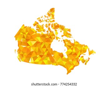 Yellow Colors Low Polygon Style Canada Map Vector EPS10