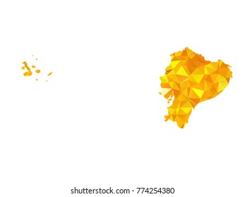 Yellow Colors Low Polygon Style Ecuador Map Vector EPS10