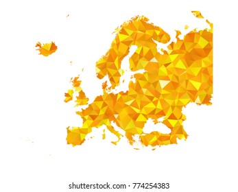 Yellow Colors Low Polygon Style Europe Map Vector EPS10