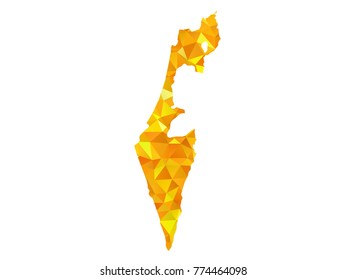 Yellow Colors Low Polygon Style Israel Map Vector EPS10