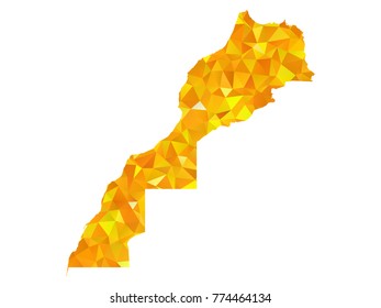 Yellow Colors Low Polygon Style Morocco Map Vector EPS10