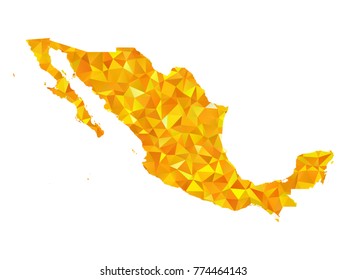 Yellow Colors Low Polygon Style Mexico Map Vector EPS10