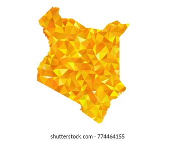 Yellow Colors Low Polygon Style Kenya Map Vector EPS10