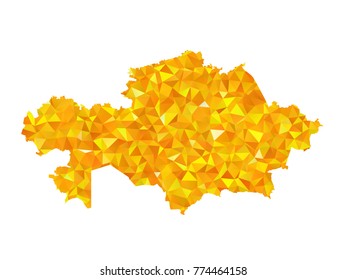 Yellow Colors Low Polygon Style Kazakhstan Map Vector EPS10