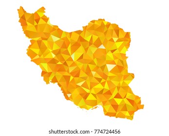 Yellow Colors Low Polygon Style Iran Map Vector EPS10