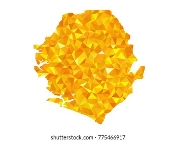 Yellow Colors Low Polygon Style Sierra Leone Map Vector EPS10