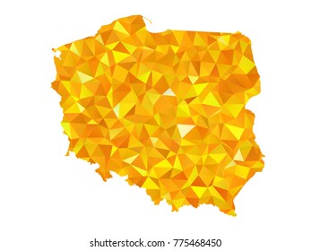 Yellow Colors Low Polygon Style Poland Map Vector EPS10
