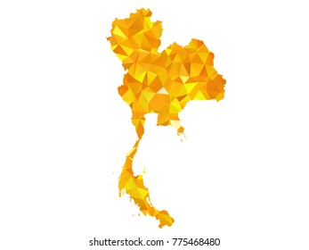 Yellow Colors Low Polygon Style Thailand Map Vector EPS10