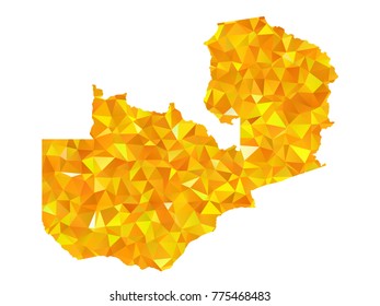 Yellow Colors Low Polygon Style Zambia Map Vector EPS10