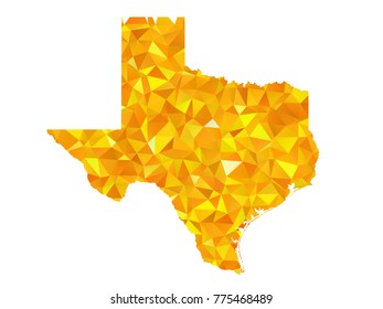 Yellow Colors Low Polygon Style Texas Map Vector EPS10