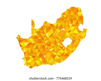 Yellow Colors Low Polygon Style South Africa Map Vector EPS10