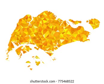 Yellow Colors Low Polygon Style Singapore Map Vector EPS10