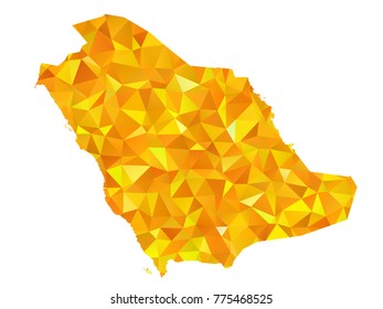 Yellow Colors Low Polygon Style Saudi Arabia Map Vector EPS10