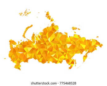 Yellow Colors Low Polygon Style Russia Map Vector EPS10